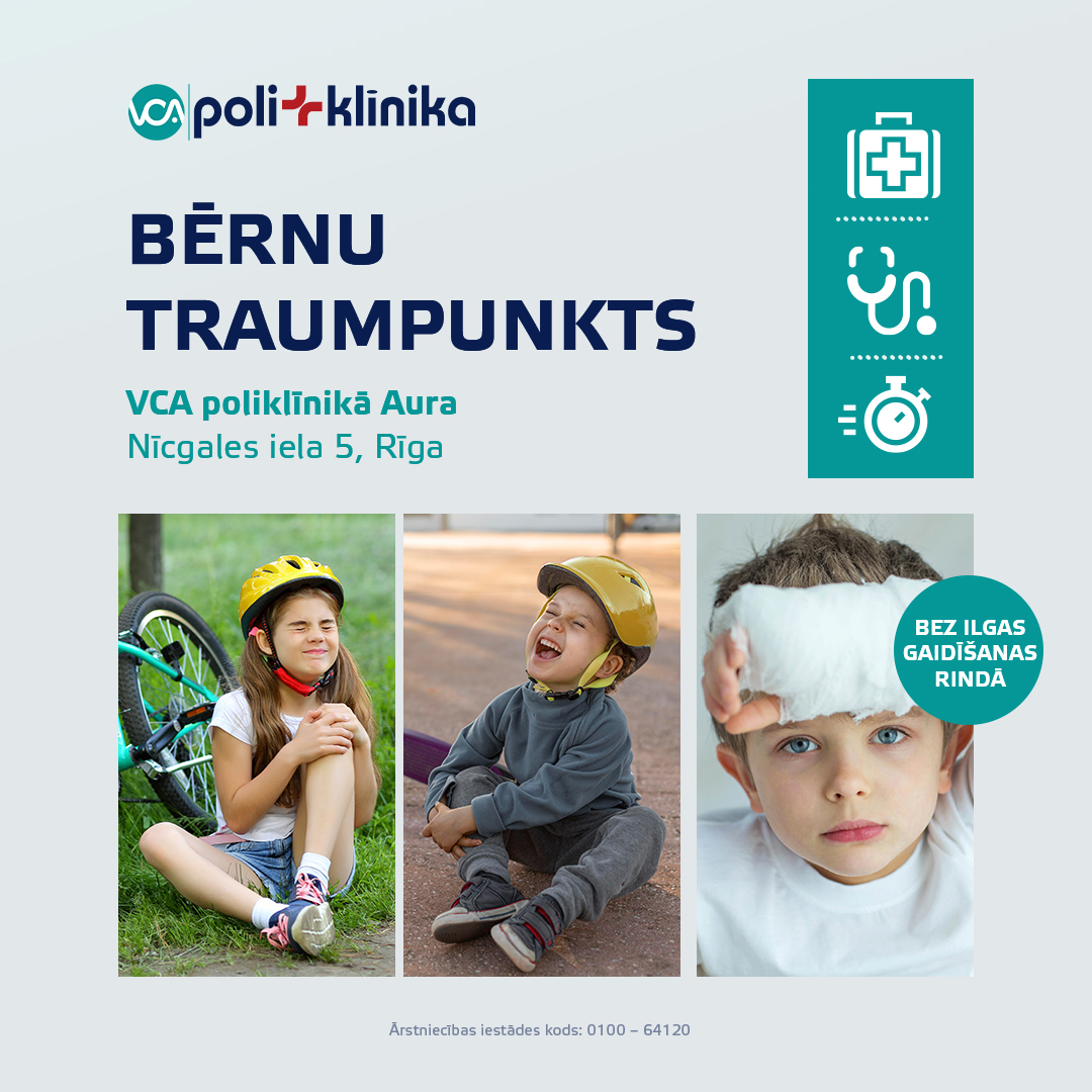 Bērnu traumpunkts – bez ilgas gaidīšanas rindā VCA poliklīnikā Aura